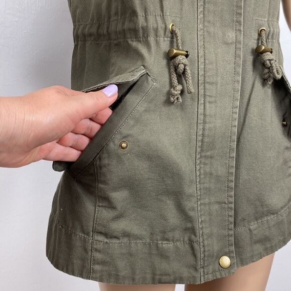 Sebby Olive Green Military Style Zip Up Utility Vest - Picture 2 of 9